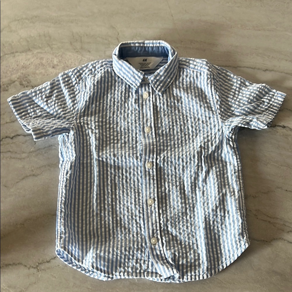 H&M Blue and White Striped Button Down Shirt